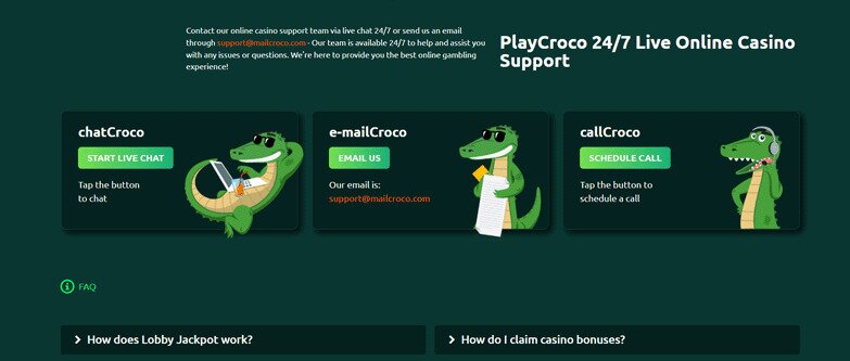 PlayCroco Casino Customer Service