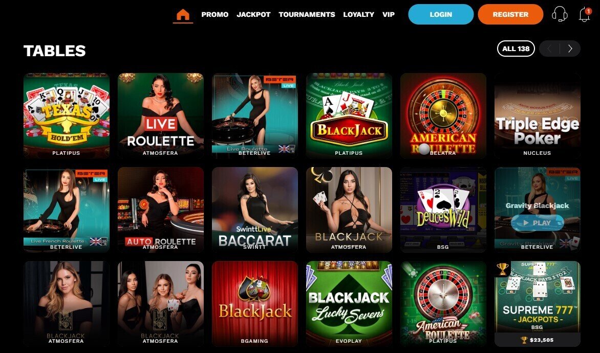 LevelUp Casino Table Games