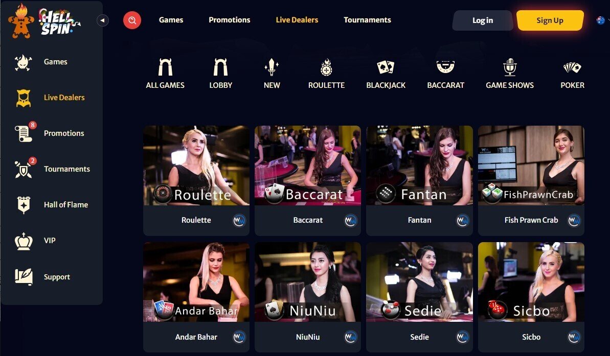 Hell Spin Live Casino Games