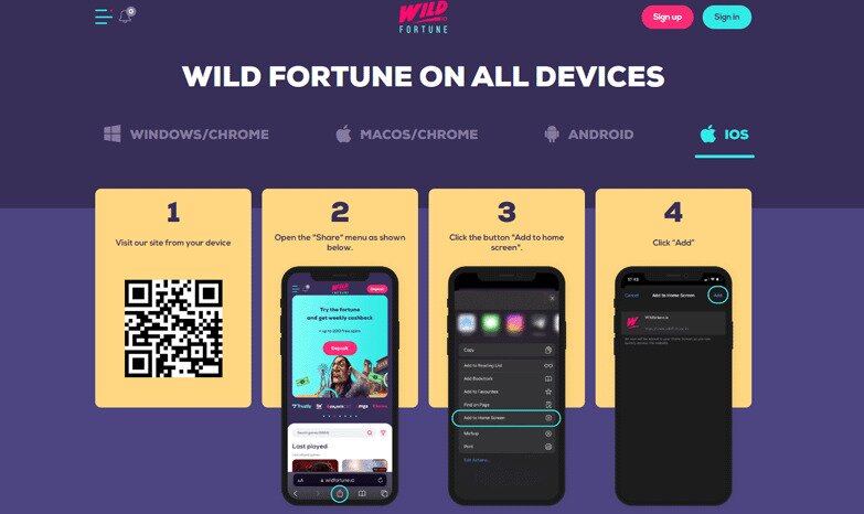 Wild Fortune Casino - Mobile app