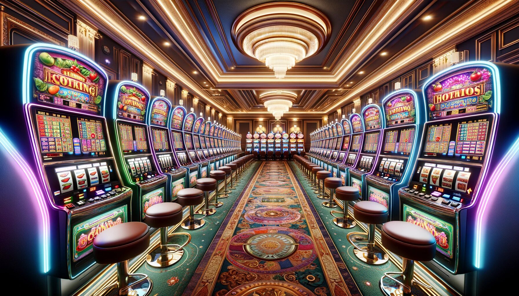 Rows of slot machines